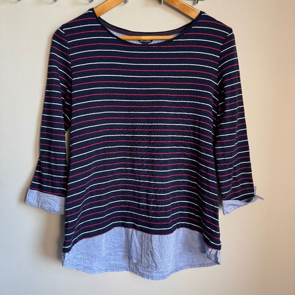 Buffalo David Bitton Tops - Buffalo David Bitton Womens Faux Layered Long Sleeve Knit Top Striped Medium Y2K